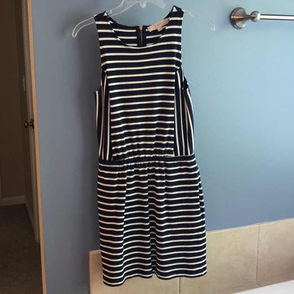 Navy & White Striped Dress